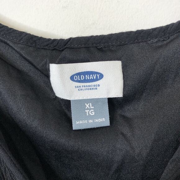 Old Navy Women's Sleeveless Black Embroidered Floral Shift Dress w/Tassels XL - Picture 3 of 9